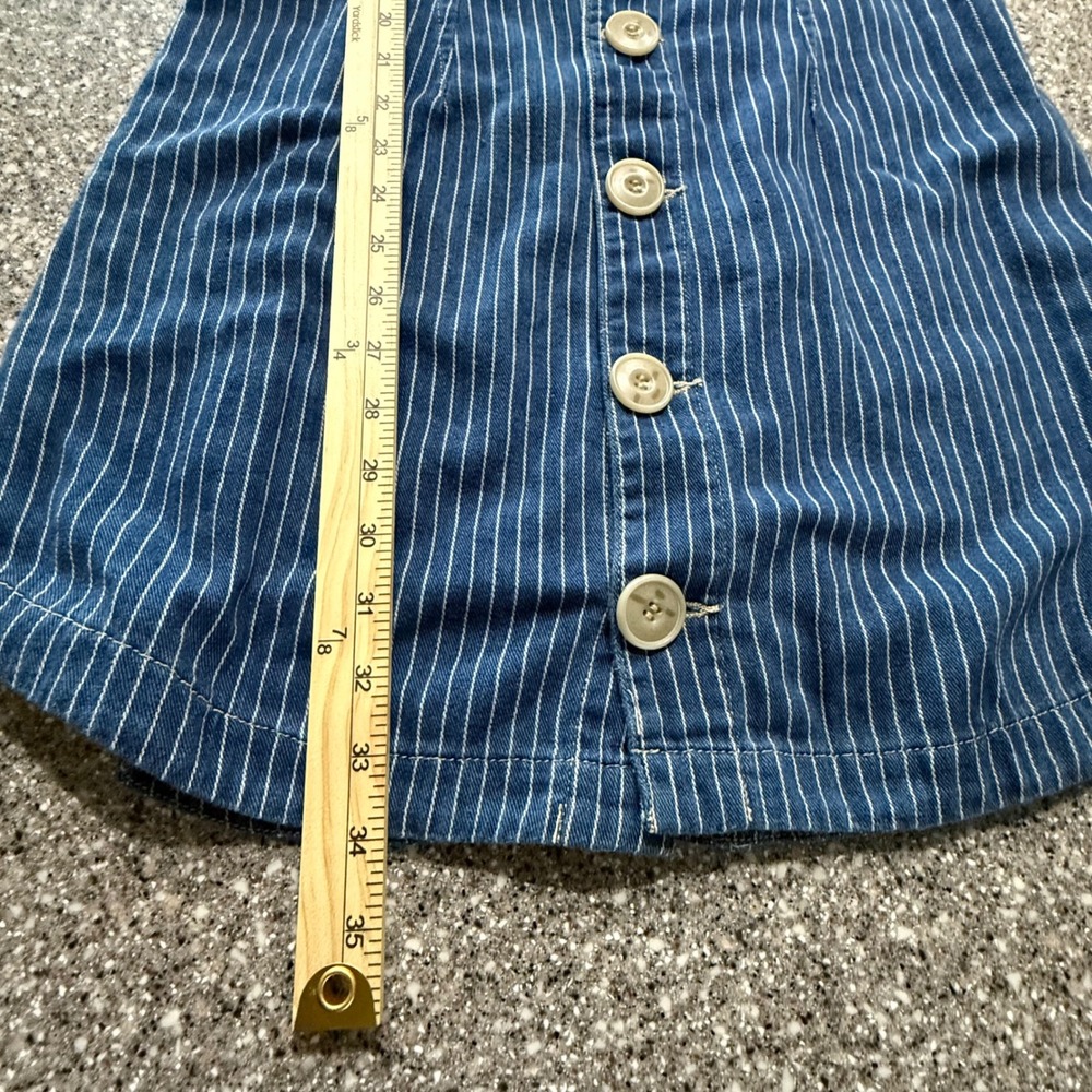 Etica Alyssa Kimono Sleeve Belted Mini Dress Vintage Stripe Blue Denim Small - Picture 9 of 10